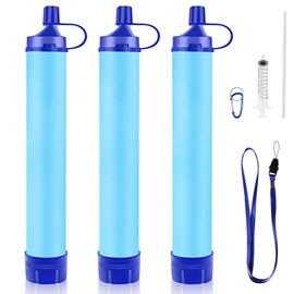 GOLDJU Water Filter Outdoor Camping 3 Pack, Drinking Water Filter for 1500 Litres Filtered Water, Filter Accuracy up to 0.1 Micron, Removes 99.99% of All Bacteria, BPA-Free, Blue