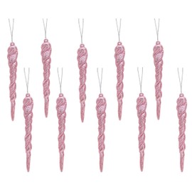 Christmas Concepts® 12cm Glitter Icicle Decorations Christmas Tree Trims (BABY PINK, 10)