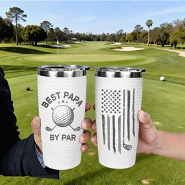 Dad Golf Gifts for Birthday - Funny Valentines Fathers Day for Dad Father Men Golfers Daddy Papa Father in Law from Daughter Son Kids 20 Oz Golf Best Papa by Par Tumbler Golfing Accessories Set Gift