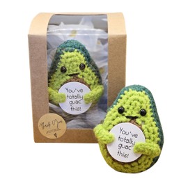 Mutzauber - Happy Avocado - Hand Knitted Lucky Avocado in Exclusive Gift Box | Sweet Motivational Gift & Lucky Charm for Exams, Courage & Small Gifts (Avocado)