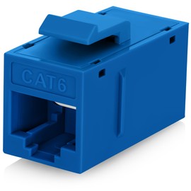 Everest Media Solutions RJ45 CAT6 Keystone Coupler in Blue - 6-Pack - Female to Female Ethernet Keystone Jack for Standard Wall Plates & Patch Panels - UTP Inline RJ45 Coupler Extender