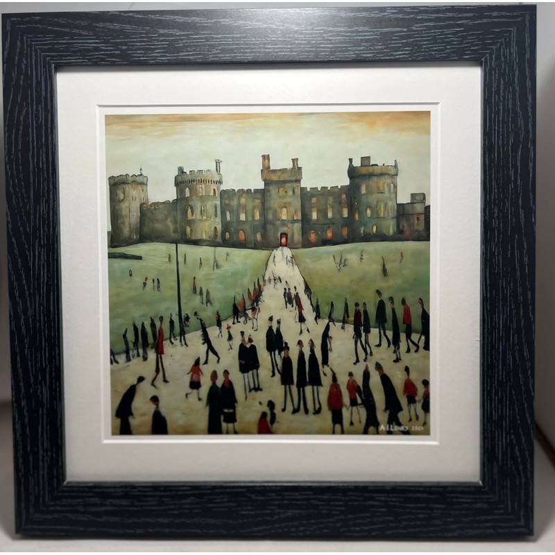 Greetingles Lowry-Style 12"/31cm Square Framed Print. Beautiful Black Ash Frame