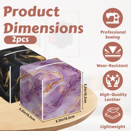 2 Pcs Black Gold Marble Tissue Box Cover Leather Tissue Box Holder Square Facial Paper Organizer Dispenser for Bedroom Dresser Night Stand Office Desk