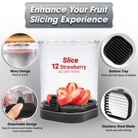 Fruit Cutter and Chopper – Cup Slicer for Strawberry, Grape, Banana, Mushroom, Kitchen Gadget for Fruits and Vegetables, Compact Slicing Tool (2, Black)