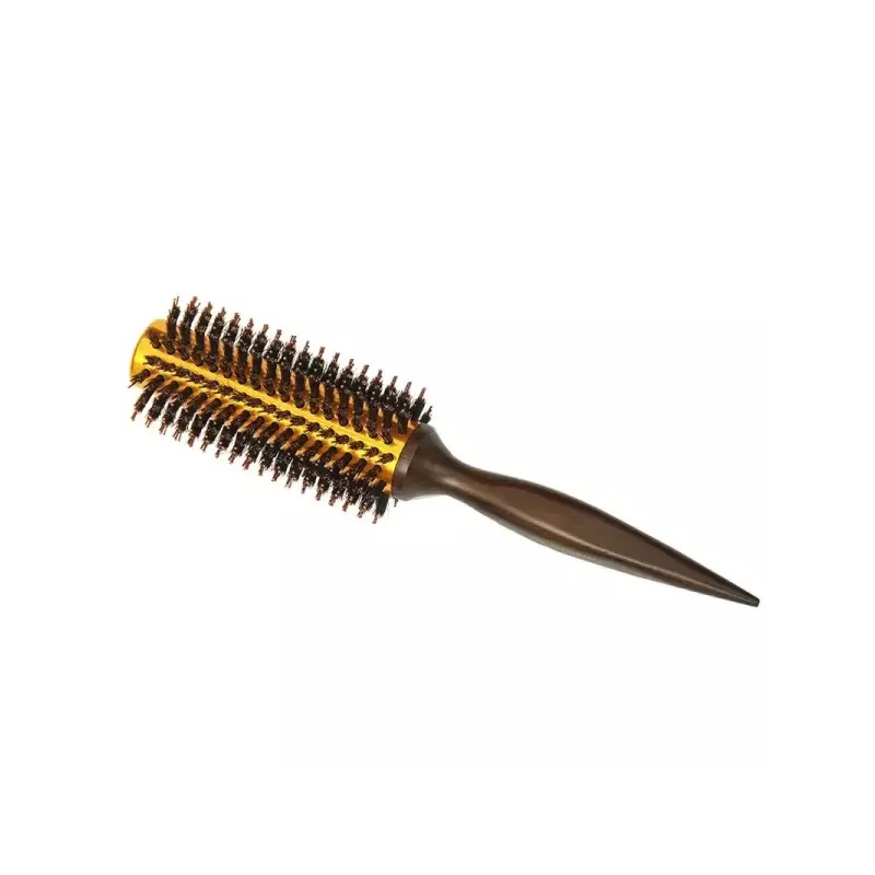 1pc 천연 멧돼지 강모 라운드 브러시 나무 손잡이 헤어 롤링