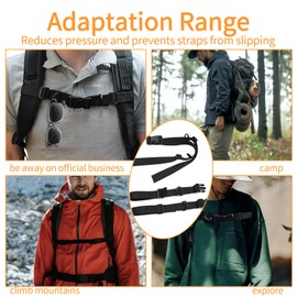 Koprek 2-Pack Adjustable Backpack Chest Strap – Quick Release Sternum Chest Strap for Backpack with Slide D-Ring, Universal Fit for Backpacks