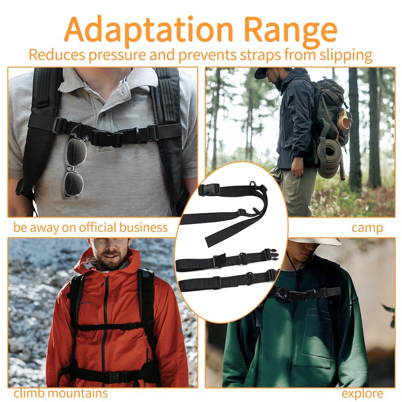 Koprek 2-Pack Adjustable Backpack Chest Strap – Quick Release Sternum