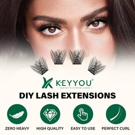 Lash Clusters 144pcs Individual Lashes D Curl 10mm Eyelash Clusters KEYYOU Air Touch Cluster Lashes Super Lightweight Soft Wispy Comfortable Easy DIY at Home(Air02-D-10mm)
