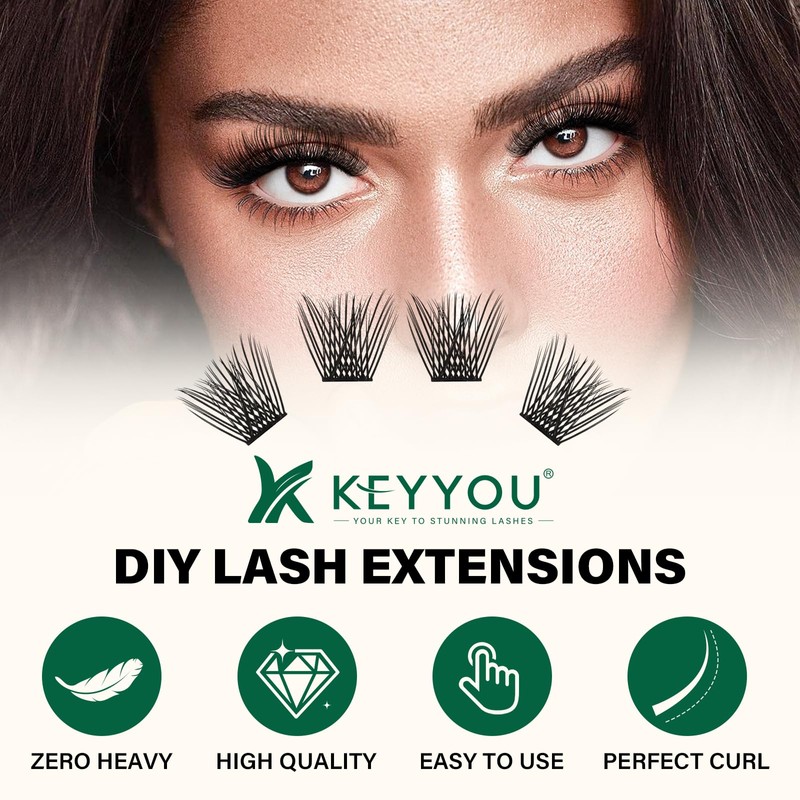 Lash Clusters 144pcs Individual Lashes D Curl 10mm Eyelash Clusters