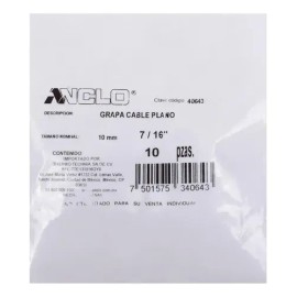 Grapa Para Cable Plano 716 De Pulgada Blanco 10 Piezas                                                                                                