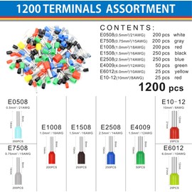 HKS Ferrule Crimping Tool Kit AWG 30-5 with 1200PCS Red Copper Terimnals, Hexagonal Self-Adjusting Ratchet Crimper for End-Sleeves (16-6S with 1200PCS Kit)