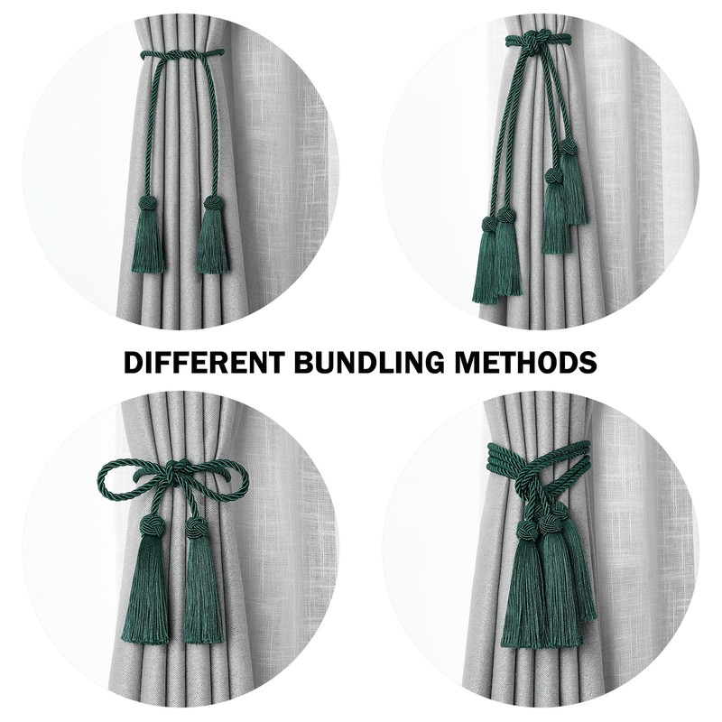 Pretty Jolly 2 Pack Double-ended Tassel Curtain Tiebacks Handmade Braided