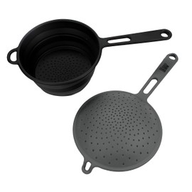 Cambridge Robert Irvine 2-in-1 Collapsible Colander, 0, BLACK