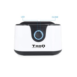 TooQ TQDS-802BW Docking Station Connection Base with Double SATA Bay for 2.5 and 3.5 Inch Drives, USB 3.0 and USB 2.0 Host, CLONE Function Offline, Colour White