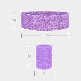 ccHuDE 2 Sets Sweatbands Set Sports Headband Wristbands Head Wrist Sweat Bands Terry Cloth Sweatbands Exercise Headband Wristbands for Working Out Black and White