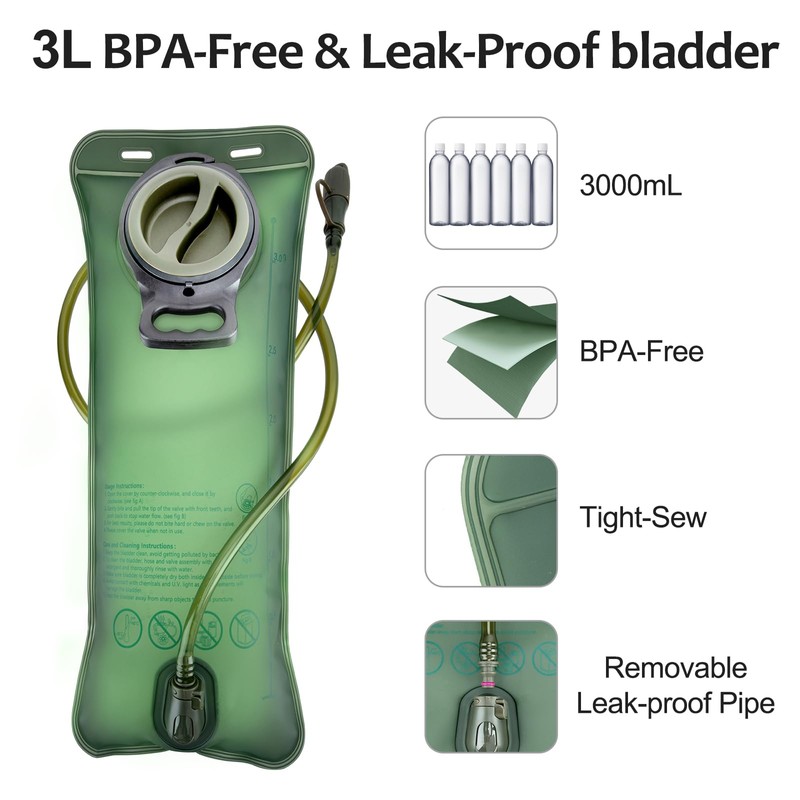 Jueachy Hydration Backpack with 3L TPU Hydration Bladder: Ski Backpack