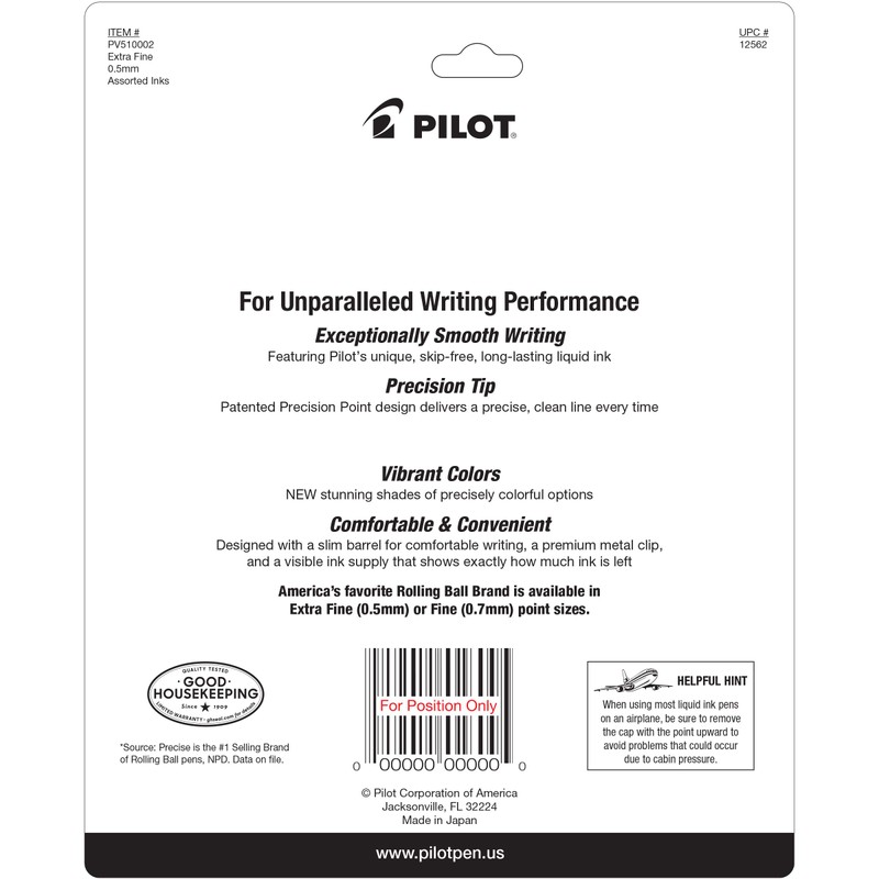 Pilot, Precise V5, Capped Liquid Ink Rolling Ball Pens, Extra