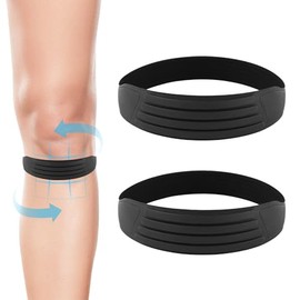 NQEUEPN 2pcs Patellar Tendon Support Strap, Silicone Patella Knee Strap Flexible Knee Band Reduce Pain Soft Knee Brace for Jumper Running Sports Basketball Men Women (Black)