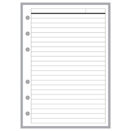 A6 Size Note Paper Planner Insert with Subject Line, for 6-Ring Binders (4.1" x 5.8"). This is A European Standard A6 Size. Your A6 May BE Different. Please See Images.