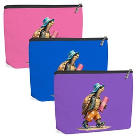 3 Pack Funny Beach Sea Turtle Gifts for Women Turtle Lovers Doctor Bestie Trip Makeup Bag,Travel Essentials Cosmetic Bags for Women,Birthday Graduation Vacation Friendship Girl Weekend Retirement