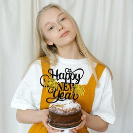 Decoraciones para tartas de Año Nuevo, con purpurina negra y dorada, 2023, para la víspera de Año Nuevo, Hello 2023, felicidades a 2023, decoraciones de Año Nuevo, para Año Nuevo, para invierno, festividades, decoraciones de fiesta de Navidad (dorado)