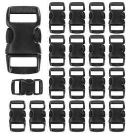 welsberg Set of 20 click fasteners/clip clasps (buckle) made of plastic and chrome-plated for paracord bracelets, cords etc., black