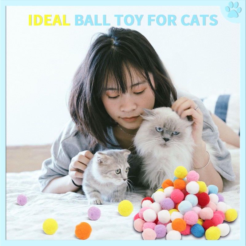 DODHEG 24 Pcs Colorful Pet Balls, Soft Plush Balls, Cat's