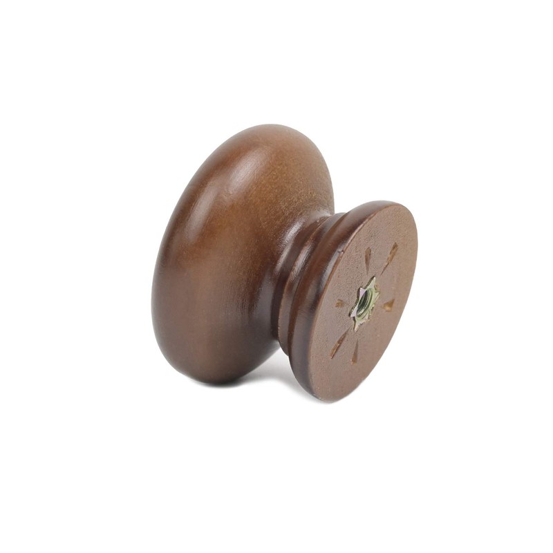 Mysummer 5 Pack Round Wood Drawer Knobs Walnut Finished Kitchen
