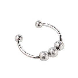 Anxiety Ring for Women Men, Silver Rotate Bead Anxiety Relief Ring - Open Adjustable Fidget Ring, Stress Reliever Spinner Ring | Finger Ring for Anxiety Stress Relieving Jewellery Gifts, Silver