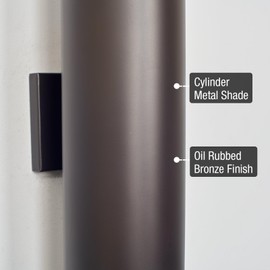 Kira Home Enzo 16" 2-Light Modern Indoor/Outdoor Wall Sconce, Weatherproof Up Down Light, Cylinder Metal Shade + Oil Rubbed Bronze Finish