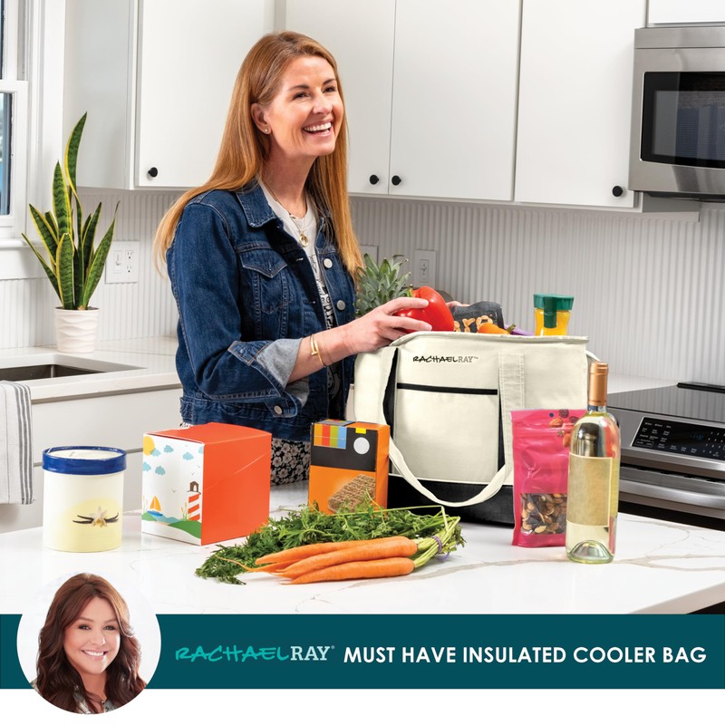 Rachael Ray Insulated Thermal Canvas Tote, Ivory