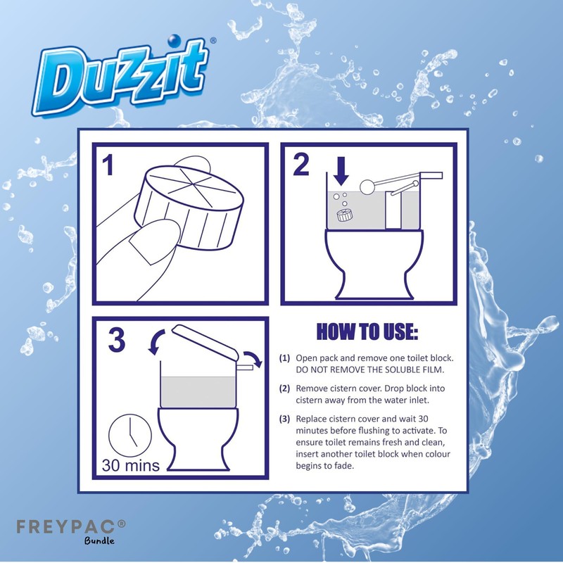 Duzzit Power Bleach Toilet Block White, Loo Deodoriser, Cistern Block,
