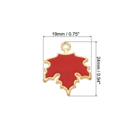 PATIKIL Maple Leaf Pendants, 40 Pack Enamel Tree Leaf Beads Metal Leaves Charm for Jewelry Making Bracelet Necklace Earring Keychain, Red