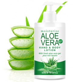 Grospe Aloe Vera Cream for Face & Body - 10.14 Fl Oz Soothing & Hydrating Lotion, Natural Aloe Vera Gel Organic Moisturizer for Dry Skin, Lightweight Non-Greasy Formula