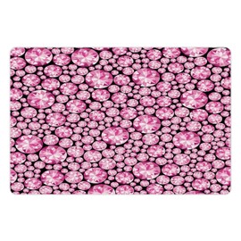 Lunarable Feminine Pet Mat for Food and Water, Big Vivid Diamond on The Dark Background Engagement and Wedding Themed Print, Non-Slip Rubber Mat for Dogs and Cats, 18" X 12", Pink