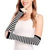 Black White Stripes Knitted Long Gloves Winter Over Elbow Mittens