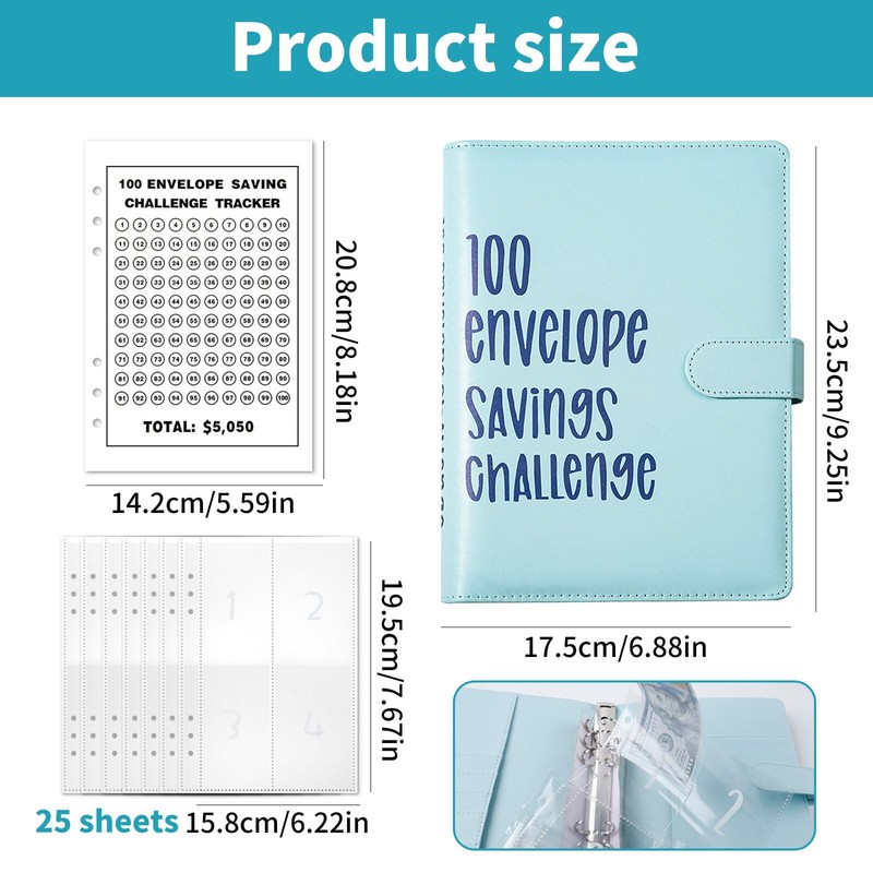 100 Envelopes Saving Challenge Envelope Saving Challenge Folder Blue Savings
