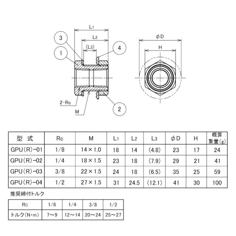 Flowbar [RoHS] Brass Panel Union GPU(R)-01 1/8