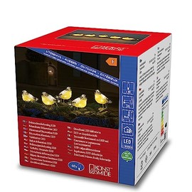 Konstsmide LED Acrylic Birds, Set of 5, Clear, 24 V, Outdoor (IP44), 40 Warm White Diodes, White Cable - 6291-103