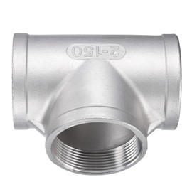 QUARKZMAN TEE PIPE CONNECTOR (2" x 2" x 2") NPT FEMALE 304 STAINLESS STEEL T-SHAPED 3 WAY T CONNECTOR FOR INDUSTRIAL CONNECTION WATER AIR GAS OIL FUEL