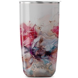 S'well Stainless Steel Tumbler with Slide-Open Lid, 18oz, Rose Marble, Triple Layered Vacuum Insulated Containers Keeps Drinks Cold for 12 Hours and Hot for 4, BPA Free