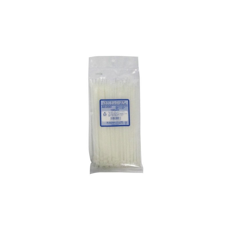 SK Koki AD-200 Cable Ties Sky Lock Standard Type, White,