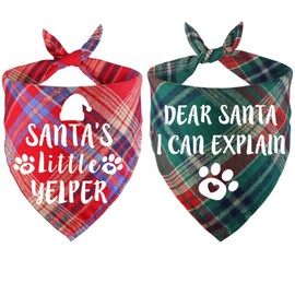 STMK 2 Pack Christmas Dog Bandanas, Dog Holiday Christmas Bandanas Scarf for Small Medium Large Dogs (Small)