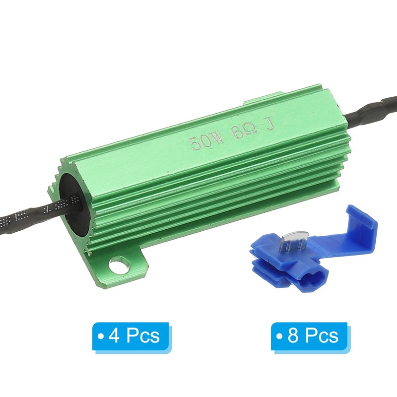 PATIKIL 50W 6 Ohm Aluminum Shell Resistor, 4Pcs Aluminum Housing