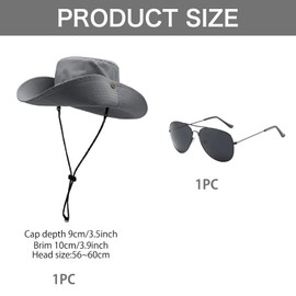 Raveparty Sun Hats for Men Women, Wide Brim Hat Men Women, Mens Summer Hats for Adults Fishing Hiking Camping Climbing (UK, Alpha, One Size, Grey)