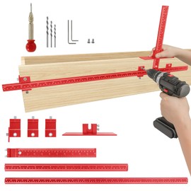 PRO Cabinet Hardware Jig Kit, 32-inch & 16-inch Detachable Cabinet Handle Jig with Auto Center Punch, Aluminium Alloy Cabinet Handle Template Drill Guide, Drawer Pull Jig for Handle Knob Pull