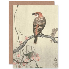 Artery8 Ohara Koson Crossbill On Tree Branch Japanese Fine Art Greeting Card Plus Envelope Blank Inside