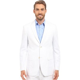 Perry Ellis Men's Linen-Blend Suit Jacket, Breathable Single Breasted Blazer, Regular Fit, with Chest Pocket (Sizes 36-54), 42, Bright White Twill