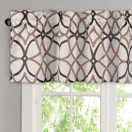 H.VERSAILTEX Blackout Curtain Valances for Kitchen/Bathroom - Thermal Insulated Window Valances for Living Room/Bedroom Rod Pocket Short Curtain 1 Panel, 52x18 inch, Geo in Taupe and Brown