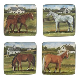 Certified International York Stables 6" Canape/Luncheon/Appetiser Plates, Set of 4 Assorted Designs